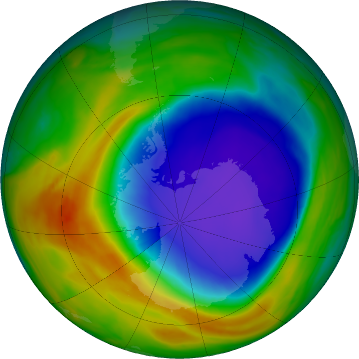 Antarctic ozone map for 19 October 2024